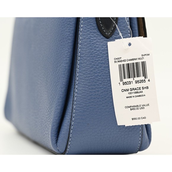 COACH GRACE Convertible Shoulder Bag Chambray Pebbled Leather CH207 NWT $450 - Picture 9 of 14